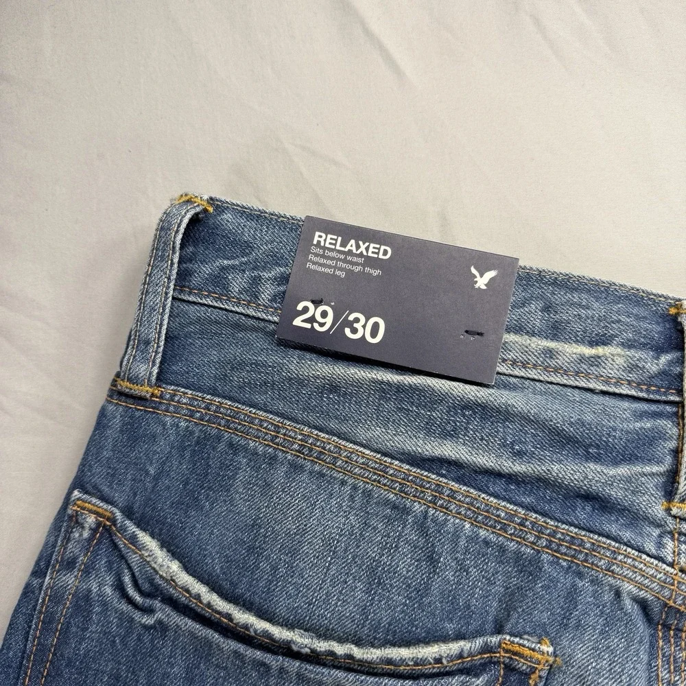 American Eagle Jeans Mens 29x30 Relaxed Fit Denim Straight Leg Work Pockets NWT